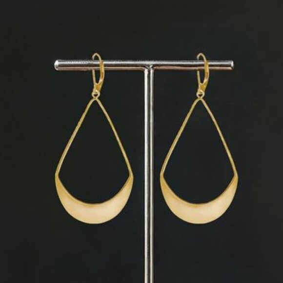Lightweight Gold Teardrop Dangle Earrings | 925 Sterling Silver Hooks - Picture 3 of 6